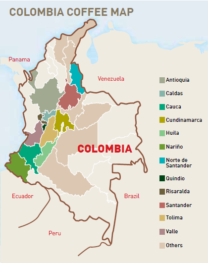 Coffee Bean Growing Region Colombia